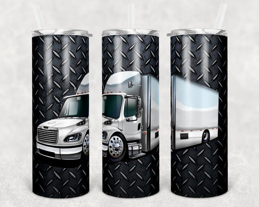 20 oz Skinny Tumbler Sublimation Design Template Semi Truck Diamond Plate Farm