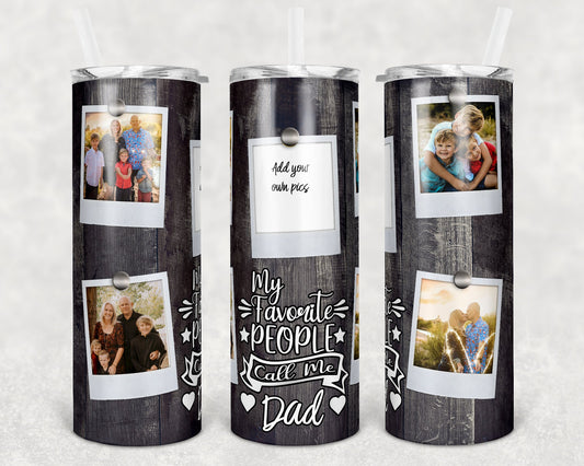 20 oz Skinny Tumbler Picture Frame Wood 6 Photos Favorite people dad Sublimation Design