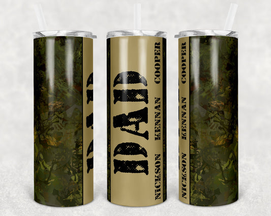 20 oz Skinny Tumbler Picture Frame Tumbler Dad Camo 4 photo name plate Sublimation Design usa