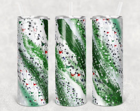 20 oz Skinny Tumbler Sublimation Template Milky Way Glitter Spo Golf Straight Warped Design