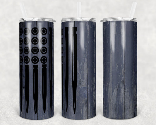 20 oz Skinny Tumbler Sublimation Design Template Bullet Flag Faux Wood Design