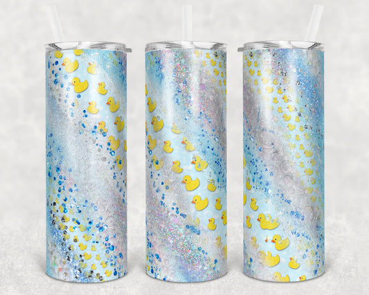 20 oz Skinny Tumbler Sublimation Template Agate Milky Way blue Duck Rubber Duckie Straight and Warped Design