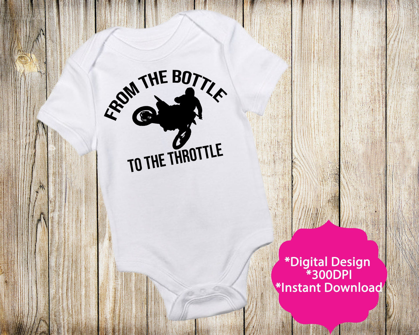 Baby Bottle Sublimation Bottle to the Throttle Onesie and Bottle Design Design