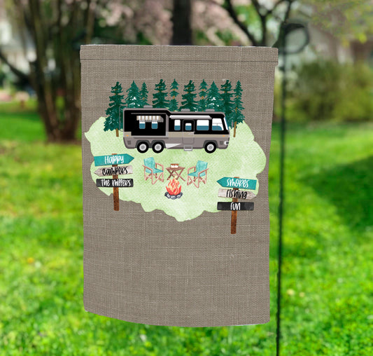Garden Flag Happy Camper Motorhome design Personalize by Adding your own People Sublimation Design
