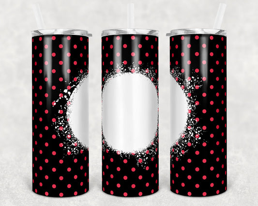 20 oz Skinny Tumbler Polka Dot Black Coral Bleach Spot Sublimation Design Print Transfer