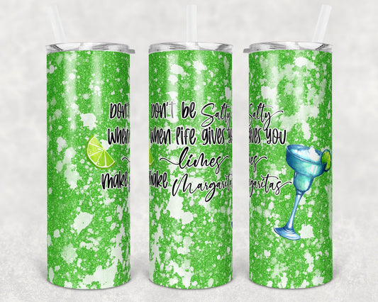 20 oz Skinny Tumbler Sublimation Design Template Glitter Lime Power Wash Margarita Straight Warped Design