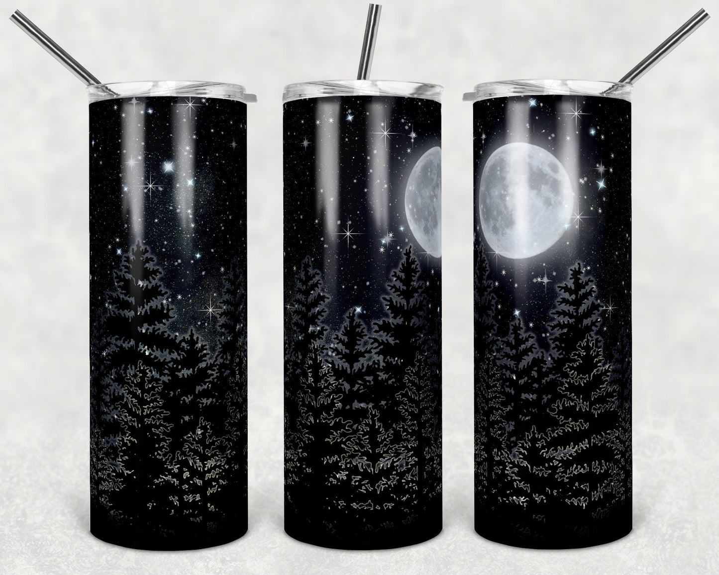 20 oz Skinny Tumbler Camper Moon and Stars Night Night Time Sky Camping Sublimation Design Dwnld