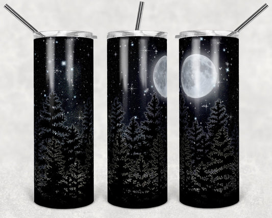 20 oz Skinny Tumbler Camper Moon and Stars Night Night Time Sky Camping Sublimation Design Dwnld