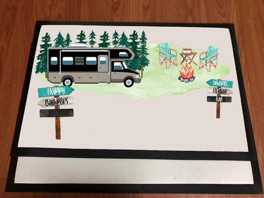 Door Mat Happy Camper Class C design Personalize by Adding your own People Sublimation Design