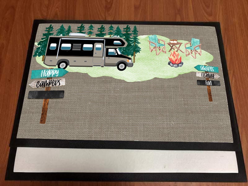 Door Mat Happy Camper Class C design Personalize by Adding your own People Sublimation Design