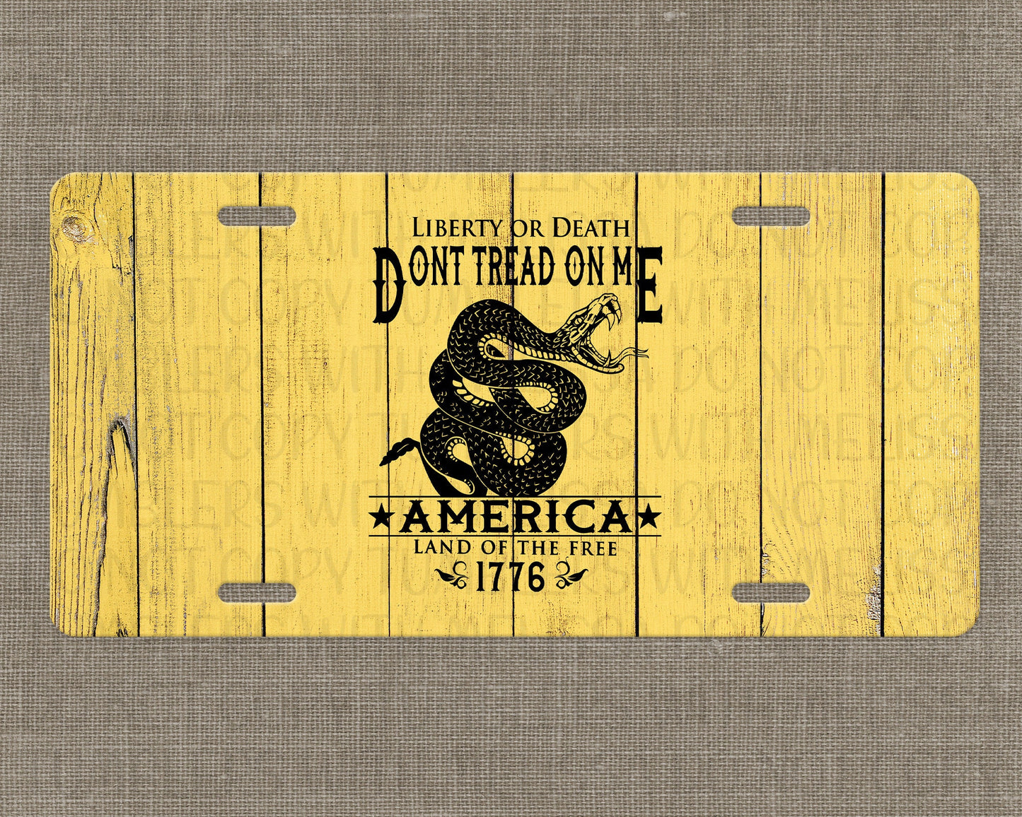 Sublimation License Plate Don't Tread on Me Yellow design 12 x 6 Sized design Sublimation Design