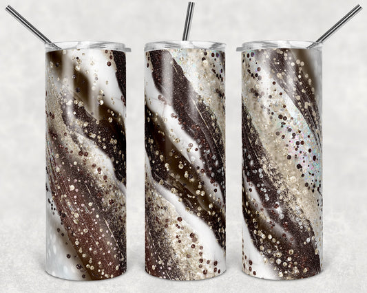 20 oz Skinny Tumbler Sublimation Template Agate Milky Way Brown Browns Straight and Warped Design