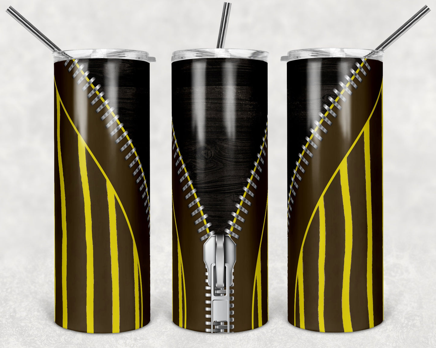 20 oz Skinny Tumbler Brown Yellow Jersey Zipper Sublimation Design Template Design tumblers
