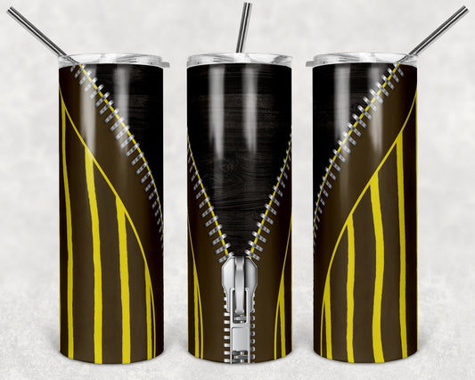 20 oz Skinny Tumbler Brown Yellow Jersey Zipper Sublimation Design Template Design tumblers