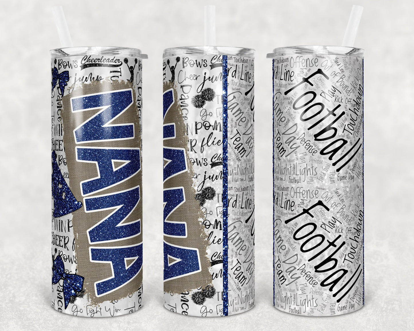 20 oz Skinny Tumbler Football Nana Sublimation Design Template Design