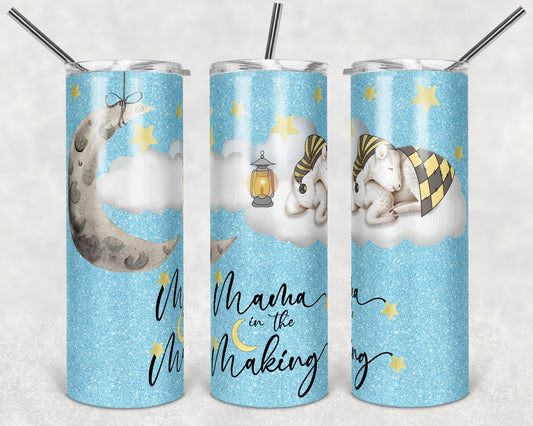 20 oz Skinny Tumbler Sublimation Design Template Mama in the Making Sleeping Baby Lamb Straight Warped