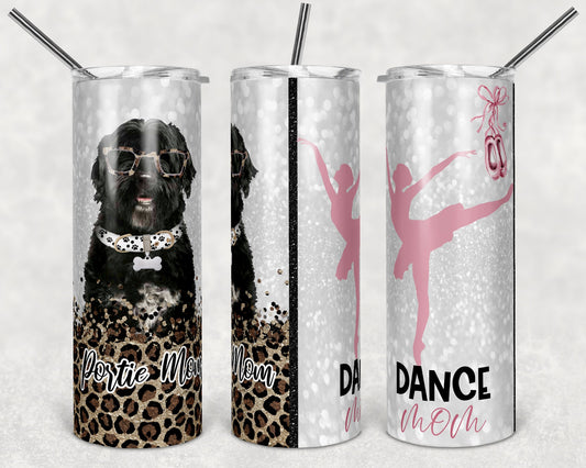 20 oz Skinny Tumbler Portie Mom Dance Mom Half and Half Sublimation Design Print Transfer