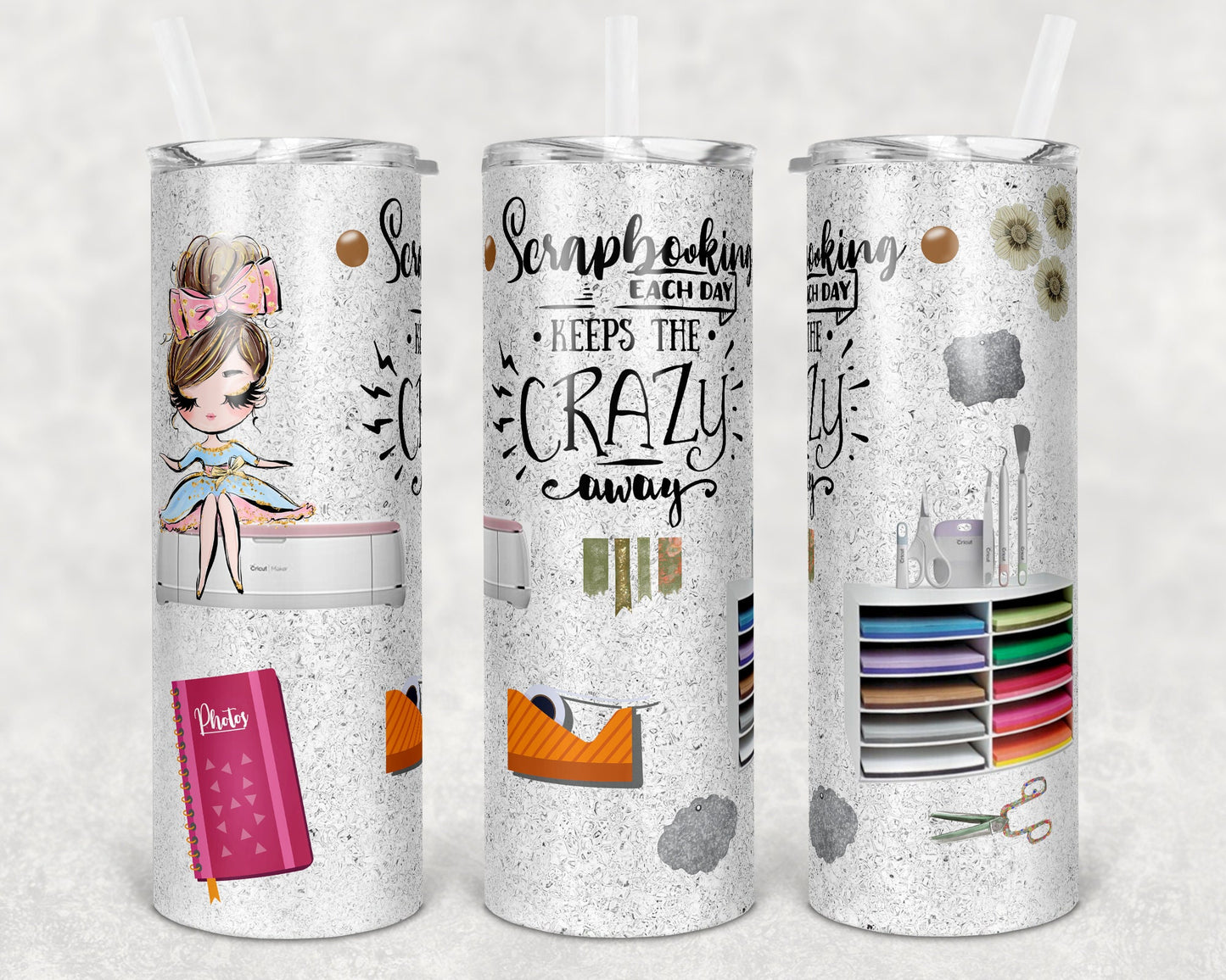 20 oz Skinny Tumbler Crafting Sublimation Scrapbooking Design Print Transfer