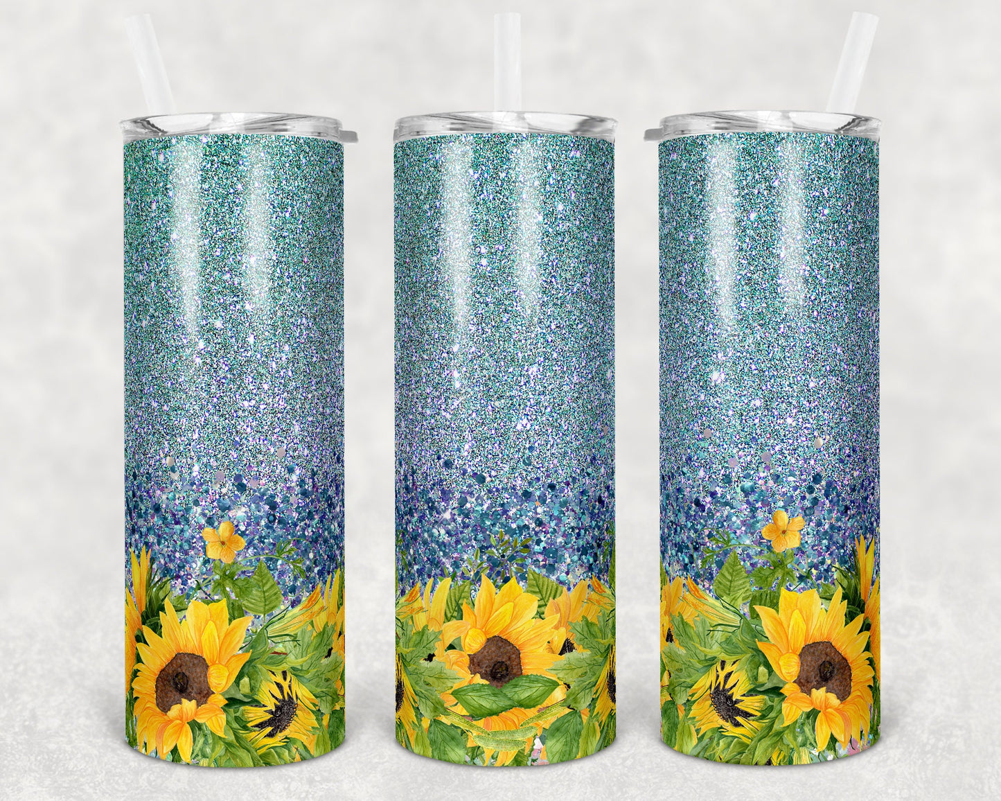 20 oz Skinny Tumbler Sublimation Design Template Lavender Blue Sunflower Glitter Design Inst tumblers