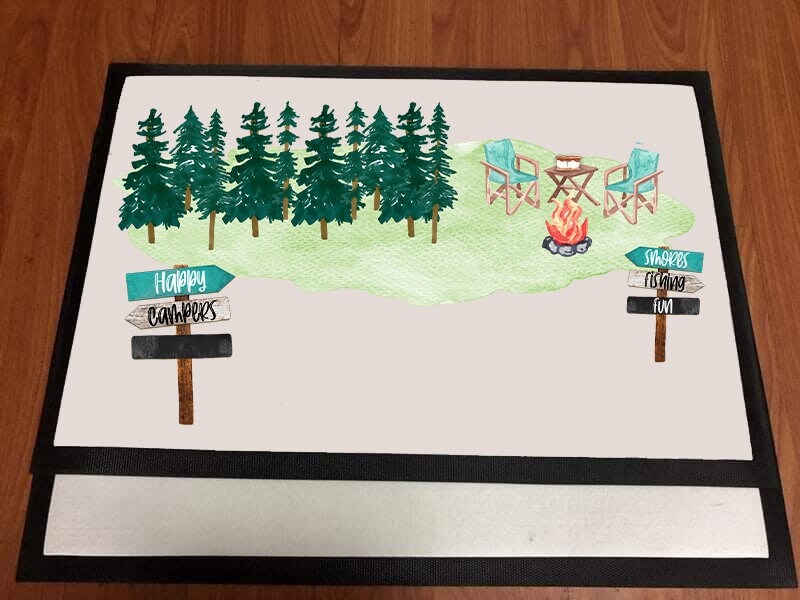 Door Mat Happy Camper Camping design Personalize by Adding your own People and camper Sublimation Design