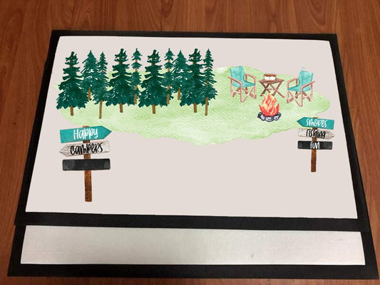 Door Mat Happy Camper Camping design Personalize by Adding your own People and camper Sublimation Design