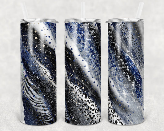 20 oz Skinny Tumbler Sublimation Template Agate Milky Way Navy Gray Safari Animal Print Straight and Warped Design