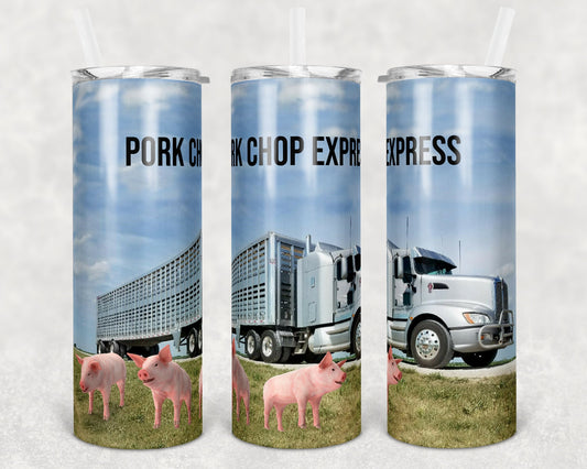 20 oz Skinny Tumbler Sublimation Design Template Semi Livestock Porkchop Express Farm