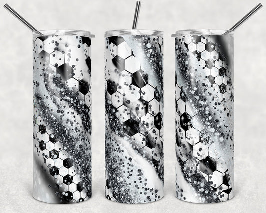 20 oz Skinny Tumbler Sublimation Template Milky Way Glitter Spo Soccer Straight Warped Design