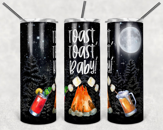 20 oz Skinny Tumbler Camper Camping Night Sky Toast Toast baby Smore Drinking Sublimation Design tumblers
