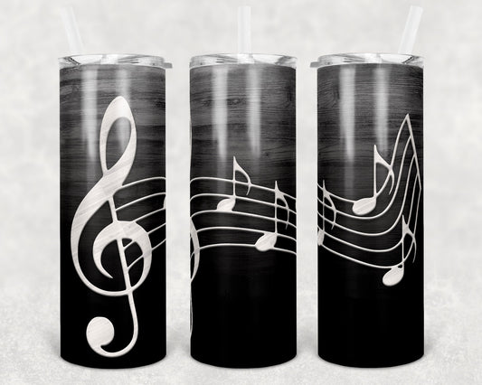 20 oz Skinny Tumbler Band Tumbler Treble Music Notes Music Sublimation Design Template Design