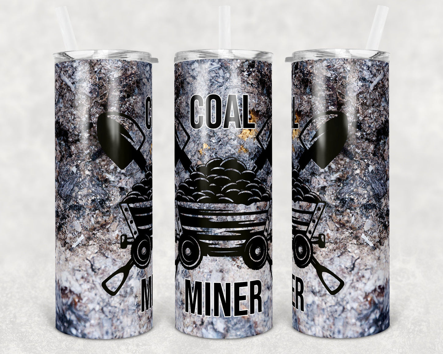 20 oz Skinny Tumbler Coal Miner Sublimation Design Print Transfer