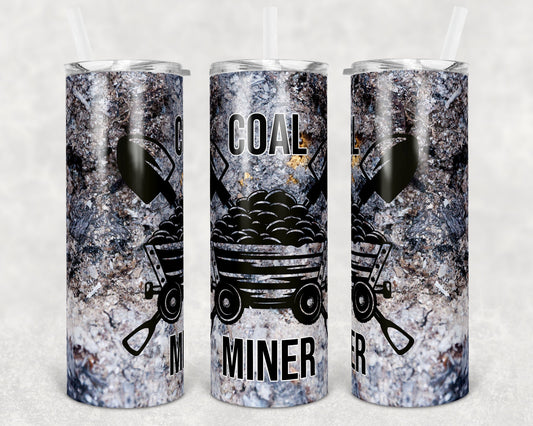 20 oz Skinny Tumbler Coal Miner Sublimation Design Print Transfer