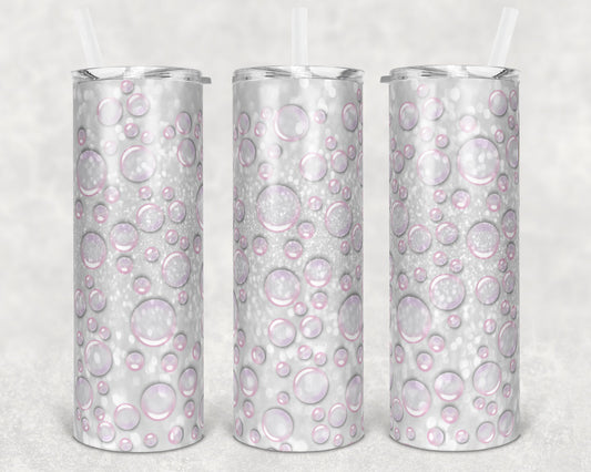 20 oz Skinny Tumbler Sublimation Design Template Pink Bubbles Design tumblers