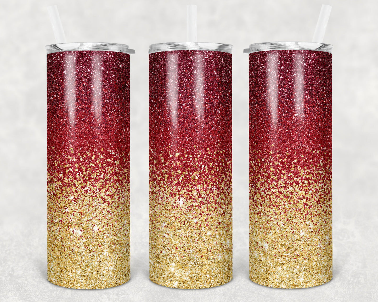 20 oz Skinny Tumbler Sublimation Design Template Glitter Ombre Fall Maroon Gold Straight Warped Design