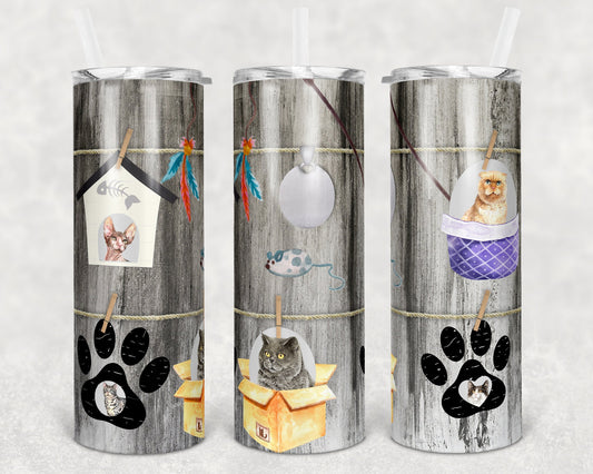 20 oz Skinny Tumbler Cat Picture Frame Tumbler photos Sublimation Design