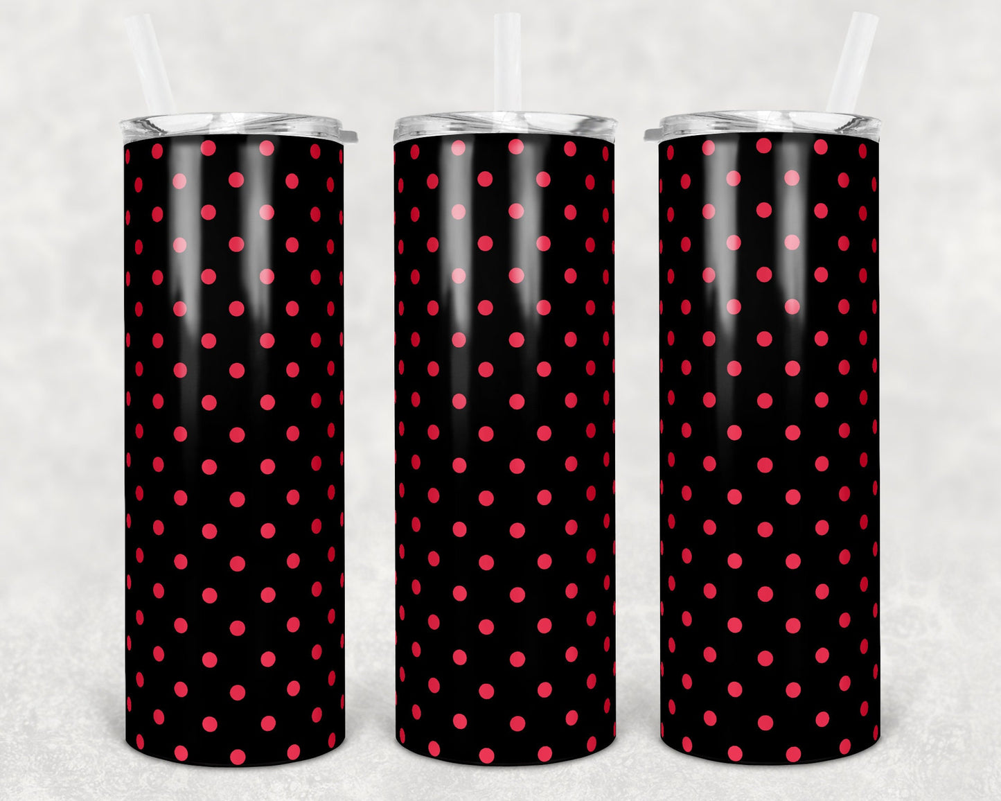 20 oz Skinny Tumbler Polka Dot Black Coral Bleach Spot Sublimation Design Print Transfer