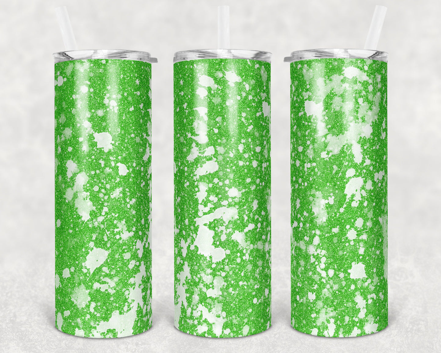 20 oz Skinny Tumbler Sublimation Design Template Glitter Lime Power Wash Straight Warped Design