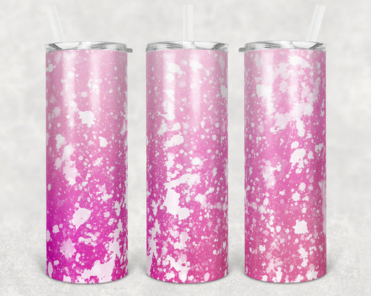 20 oz Skinny Tumbler Sublimation Design Template Glitter Pink Power Wash Straight Warped Design