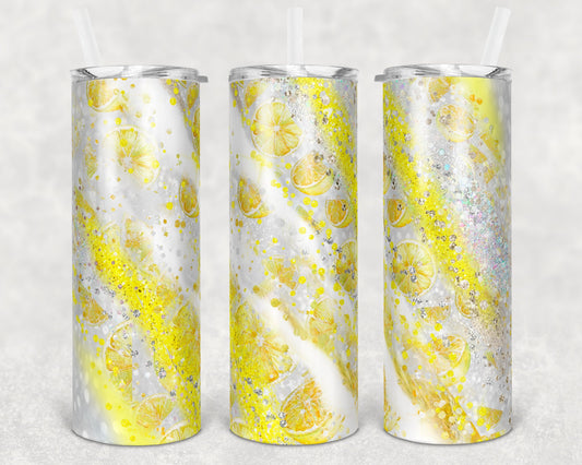 20 oz Skinny Tumbler Sublimation Template Agate Milky Way Lemon Lemons for Topper Straight and Warped Design