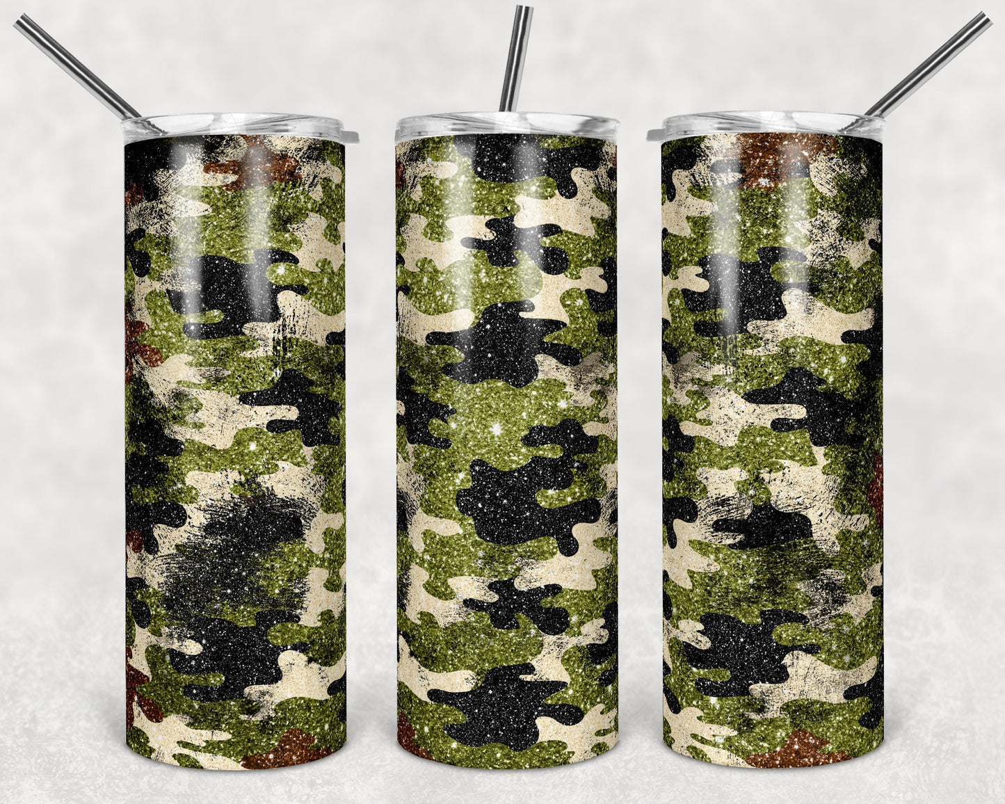 20 oz Skinny Tumbler Sublimation Design Template Glitter Camo Blank Camoflauge Design