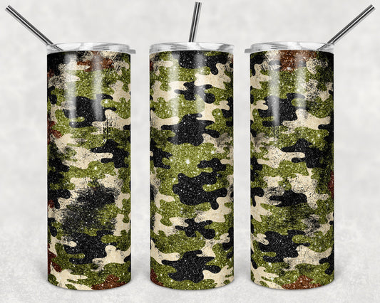 20 oz Skinny Tumbler Sublimation Design Template Glitter Camo Blank Camoflauge Design