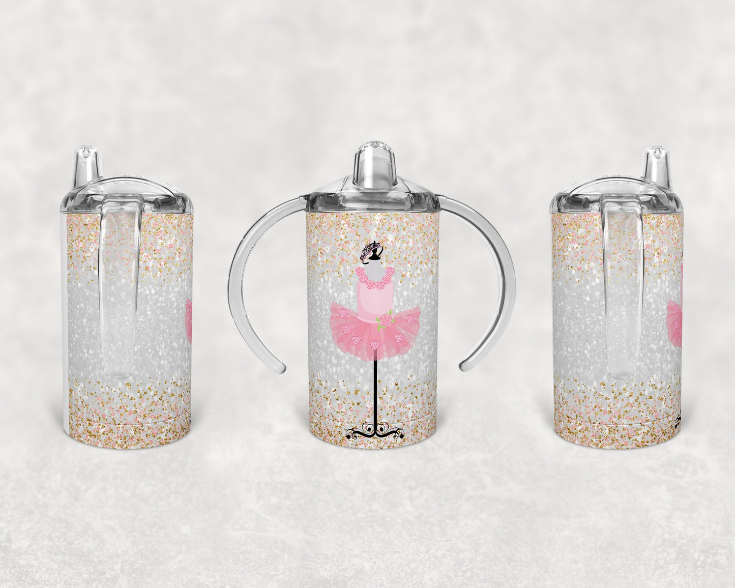Straight Sippy Cup Sublimation Tutu Dance Faux glitter Design