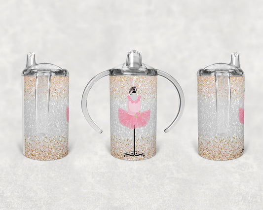 Straight Sippy Cup Sublimation Tutu Dance Faux glitter Design
