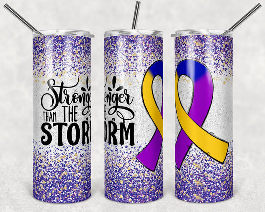 20 oz Skinny Tumbler Sublimation Glitter Bladder Cancer Awareness Straight and Warped Design