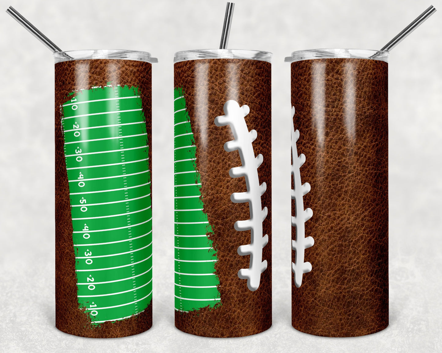 20 oz Skinny Tumbler Football Blank for Name Field Leather Sublimation Design Template Design