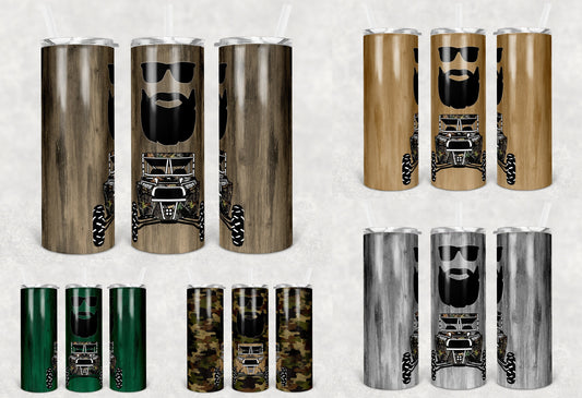 20 oz Skinny Tumbler Sublimation Design 4x4 Man Off road Life Template 5 color Faux Wood Camo Straight Design