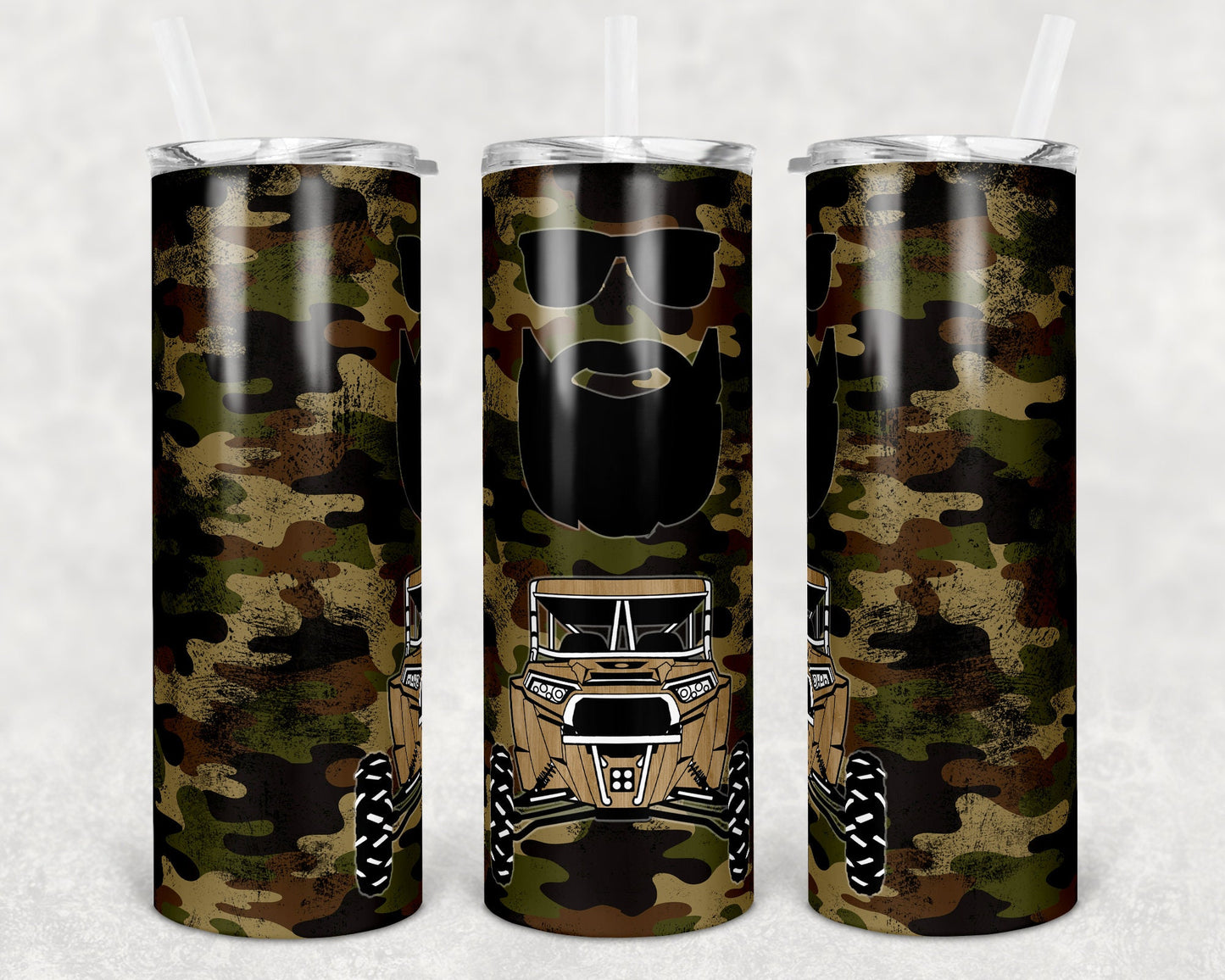 20 oz Skinny Tumbler Sublimation Design 4x4 Man Off road Life Template 5 color Faux Wood Camo Straight Design