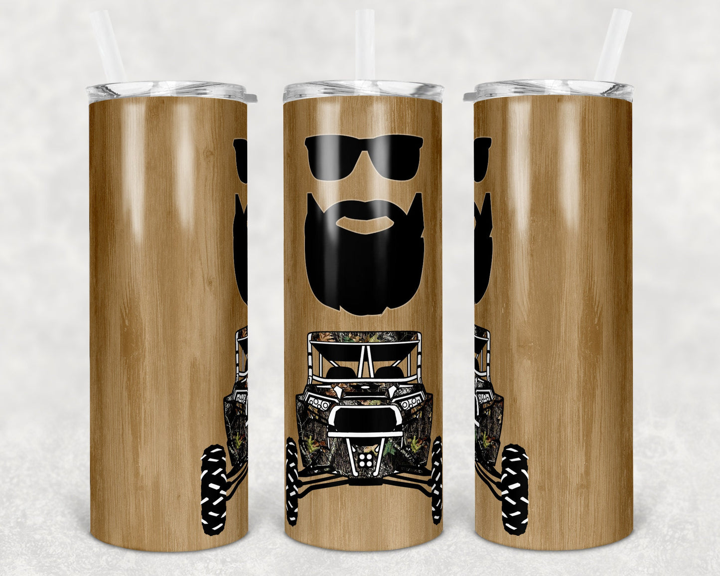 20 oz Skinny Tumbler Sublimation Design 4x4 Man Off road Life Template 5 color Faux Wood Camo Straight Design