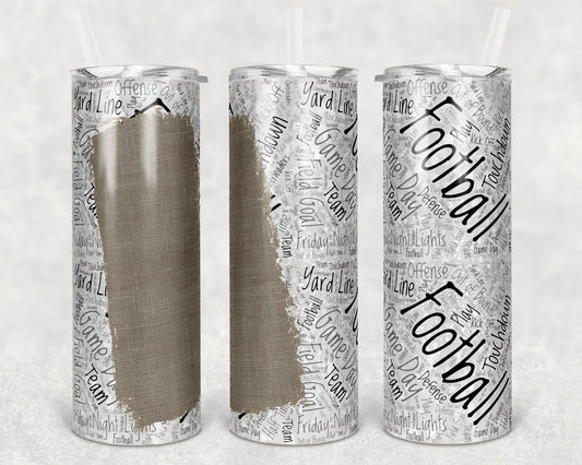 20 oz Skinny Tumbler Football Blank Name Plate Sublimation Design Template Design