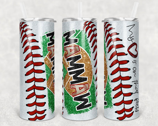 20 oz Skinny Tumbler Baseball Mammaw Glitter Heart on Field Laces Sublimation Design Template Design